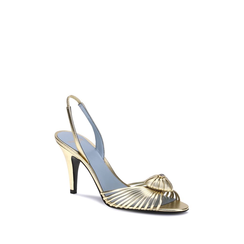 Valentino Garavani Gold Calf Leather Bos Taurus Stiletto Heel Sandals