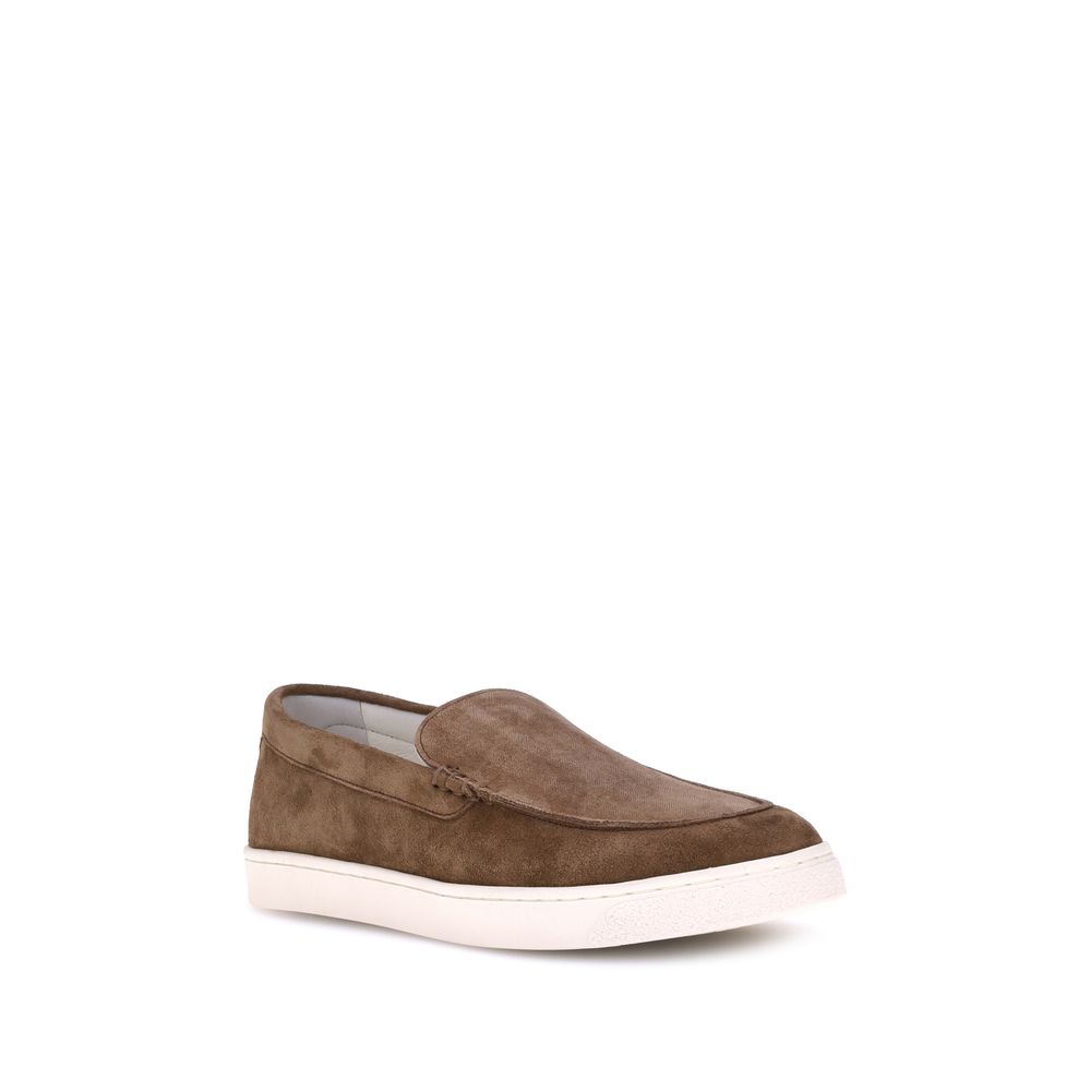 Brunello Cucinelli Brown Calf Leather Bos Taurus Low Top Sneakers