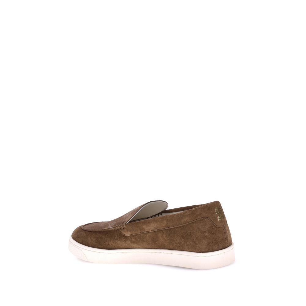Brunello Cucinelli Brown Calf Leather Bos Taurus Low Top Sneakers