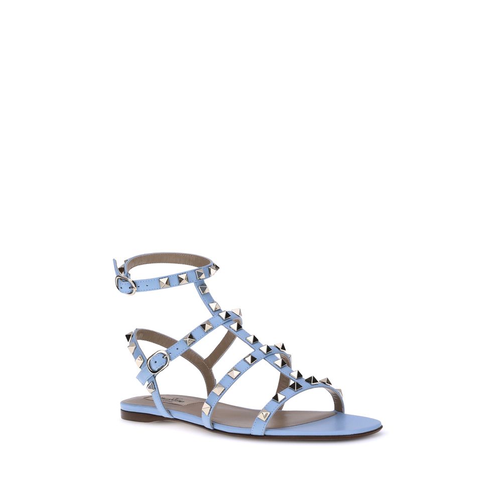 Valentino Garavani Light Blue Calf Leather Bos Taurus Sandals