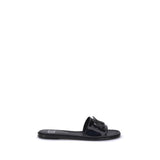Valentino Garavani Black Calf Leather Bos Taurus Flat Sandals