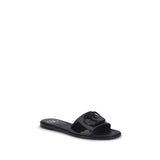 Valentino Garavani Black Calf Leather Bos Taurus Flat Sandals