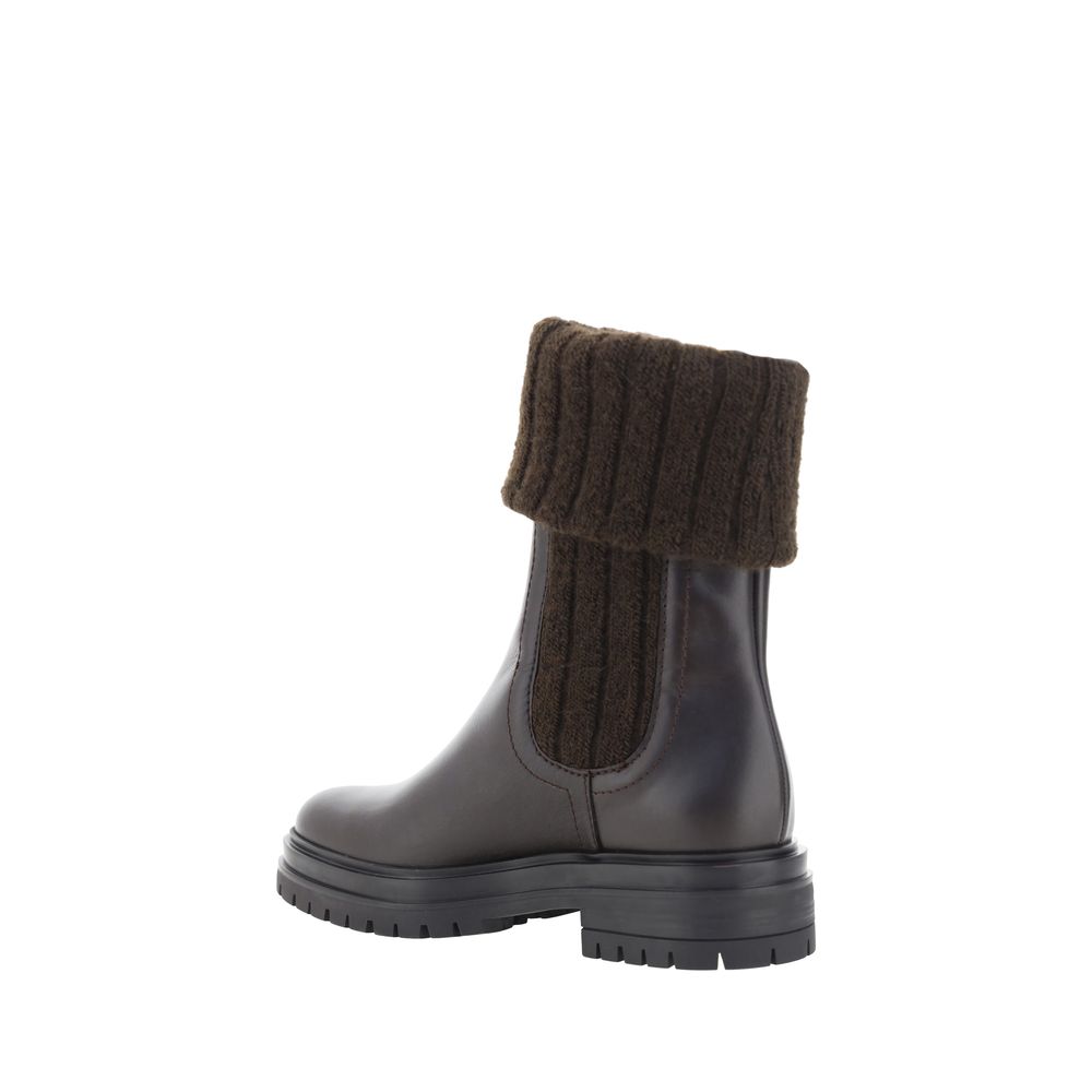 Gianvito Rossi Black Calf Leather Bos Taurus Ankle Boots