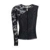 Self-Portrait One-shoulder lace and rhinestone Top