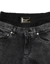 Dolce & Gabbana Black Washed Double Waistband Denim Jeans