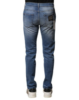 Dolce & Gabbana Blue Washed Cotton Skinny Men Denim Jeans