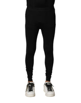 Dolce & Gabbana Black Nylon Elastic Logo Men Leggings Pants