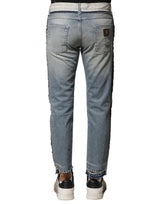 Dolce & Gabbana Light Blue Tattered Straight Men Denim Jeans