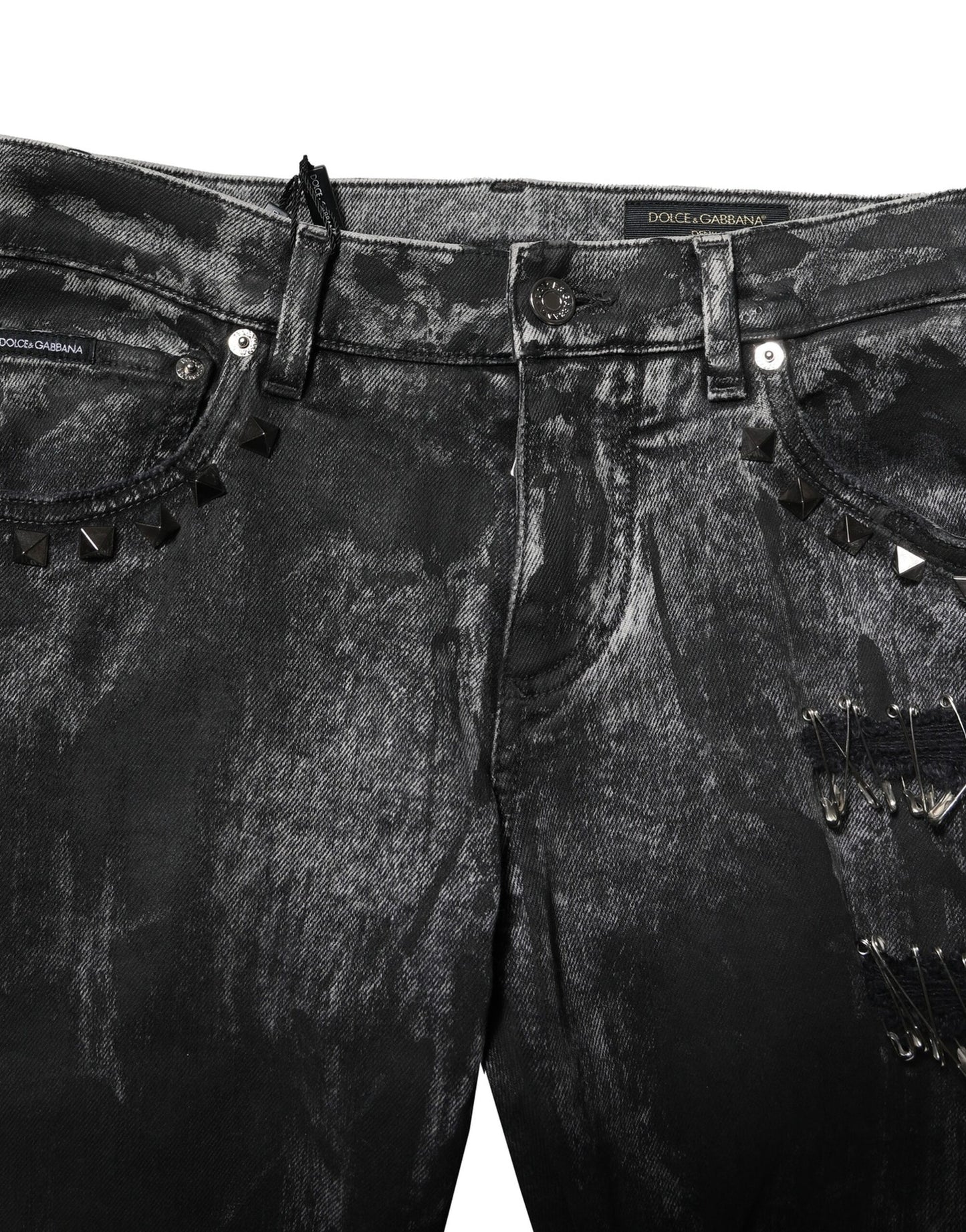 Dolce & Gabbana Black Washed Embellished Skinny Denim Jeans