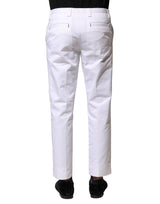 Dolce & Gabbana White Cotton Straight Logo Men Pants