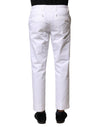 Dolce & Gabbana White Cotton Straight Logo Men Pants