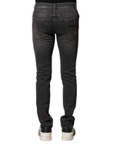 Dolce & Gabbana Black Washed Tattered Slim Fit Denim Jeans