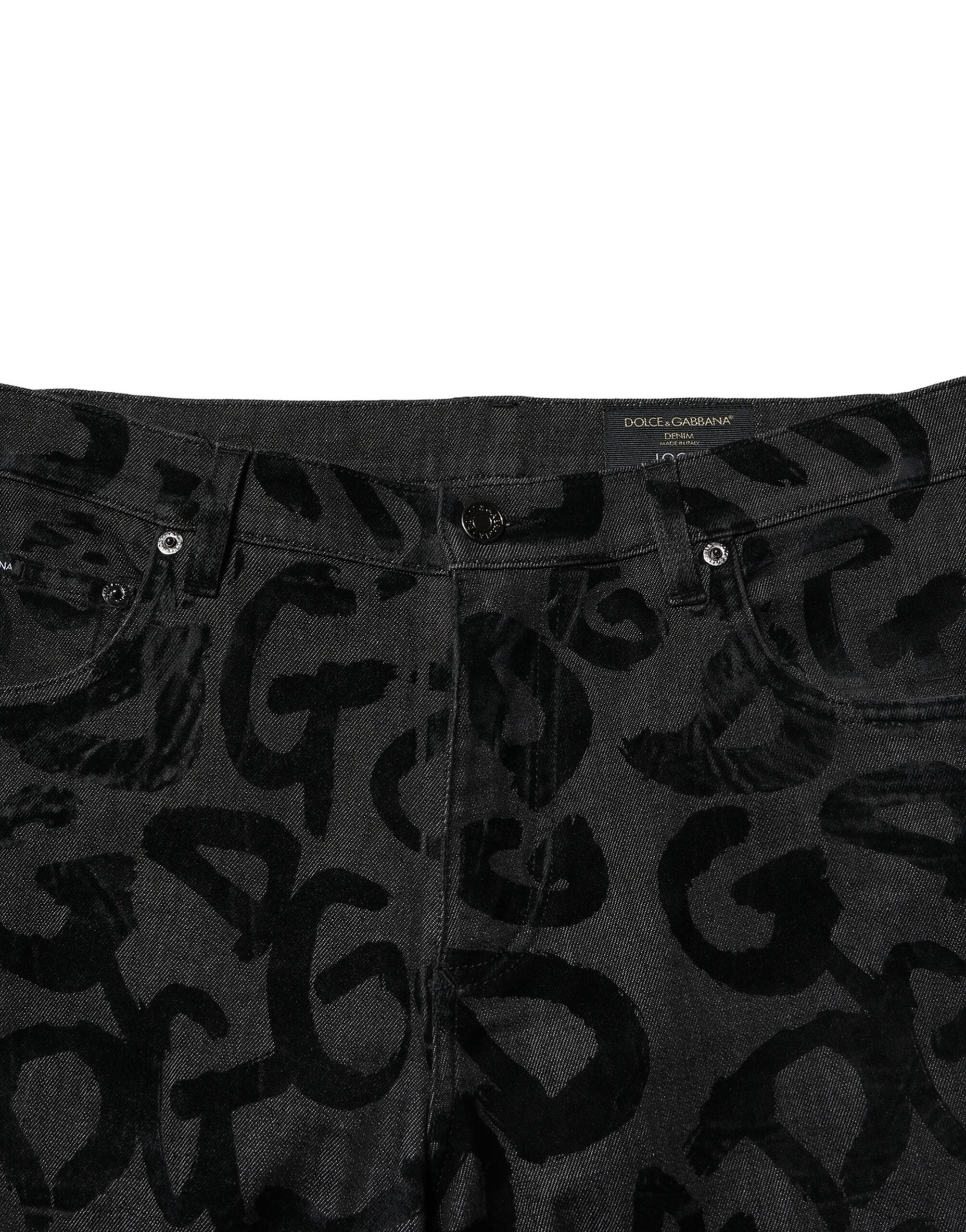 Dolce & Gabbana Gray Cotton DG Logo Straight Men Denim Jeans