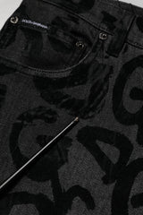 Dolce & Gabbana Gray Cotton DG Logo Straight Men Denim Jeans