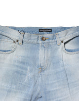 Dolce & Gabbana Light Blue Washed Straight Fit Denim Jeans