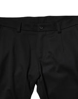 Dolce & Gabbana Black Wool Men Skinny Mid Waist Pants