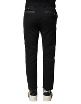 Dolce & Gabbana Black Gray Cotton Tapered Men Pants