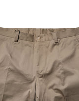 Dolce & Gabbana Brown Cotton Tapered Men Formal Pants