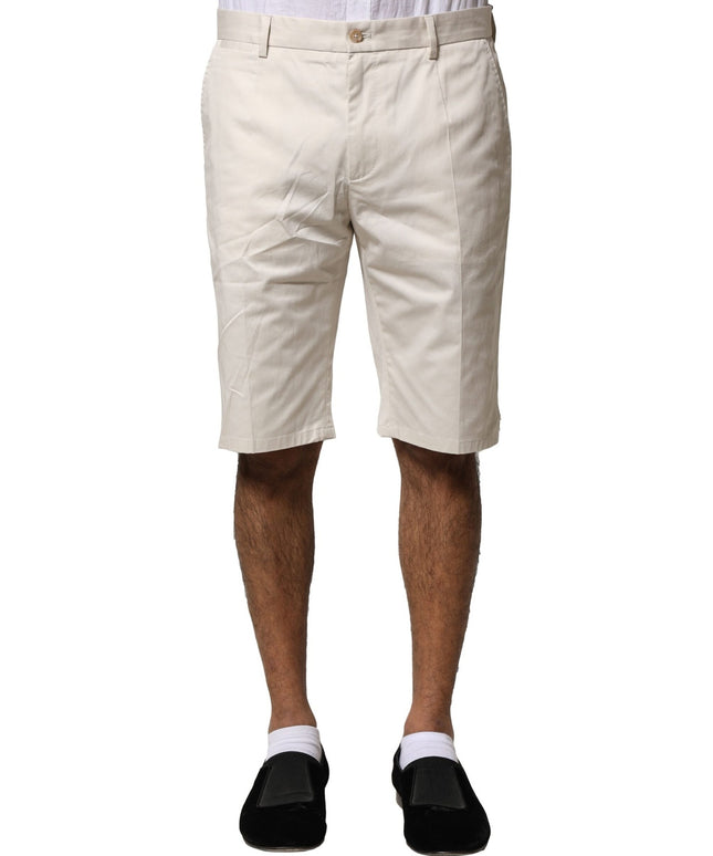 Dolce & Gabbana Beige Cotton Stretch Mid Waist Bermuda Shorts