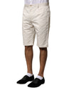 Dolce & Gabbana Beige Cotton Stretch Mid Waist Bermuda Shorts