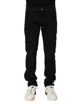 Dolce & Gabbana Black Cotton Skinny Men Denim Jeans