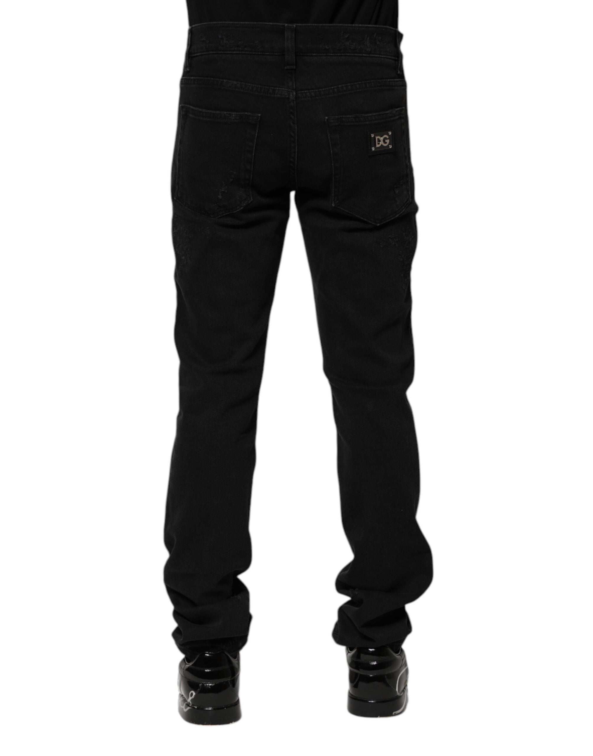 Dolce & Gabbana Black Cotton Skinny Men Denim Jeans