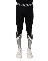 Dolce & Gabbana Black Silver Nylon Skinny Men Leggings Pants