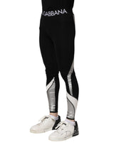Dolce & Gabbana Black Silver Nylon Skinny Men Leggings Pants