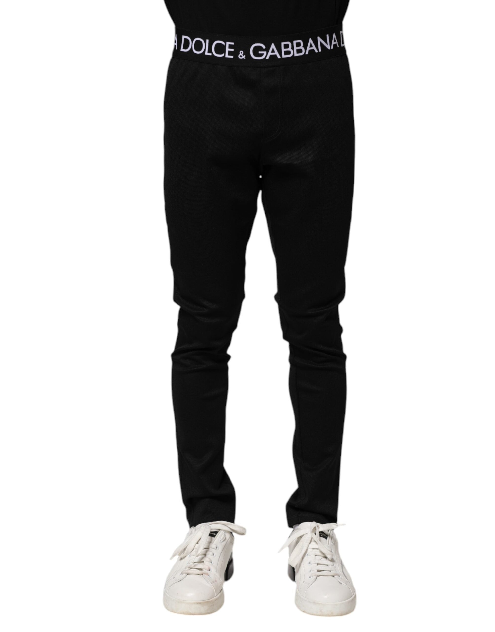 Dolce & Gabbana Black Nylon Skinny Men Jogger Pants