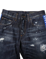Dolce & Gabbana Dark Blue Tattered Skinny Denim Jeans