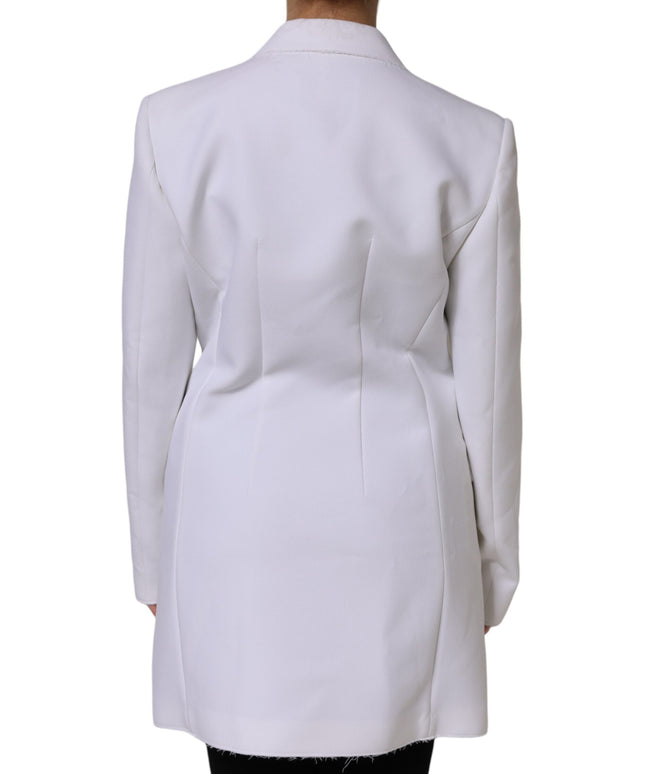 MSGM White Polyester Long Sleeves Ruffled Wrap Jacket