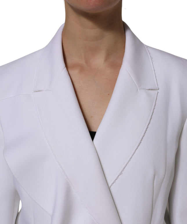 MSGM White Polyester Long Sleeves Ruffled Wrap Jacket