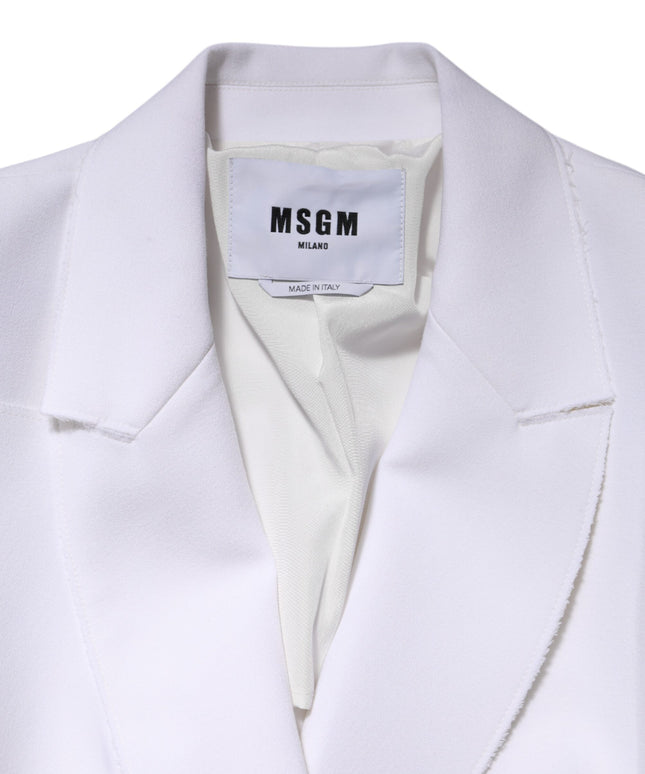 MSGM White Polyester Long Sleeves Ruffled Wrap Jacket