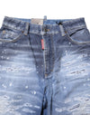 Dsquared² Blue Tattered Cotton Mid Waist Straight Denim Jeans