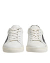 Dolce & Gabbana White Black Leather Lace Up Men Sneakers Shoes