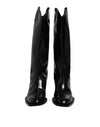 Dolce & Gabbana Black Calfskin Leather Logo High Boots Shoes