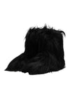 Dolce & Gabbana Black Faux Fur Mid Calf Boots Shoes