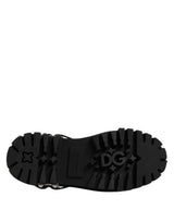 Dolce & Gabbana Black Leather Embellished Trekking Derby Shoes