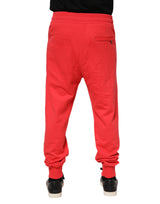 Dolce & Gabbana Red Cotton Men Jogger Sweatpants Pants