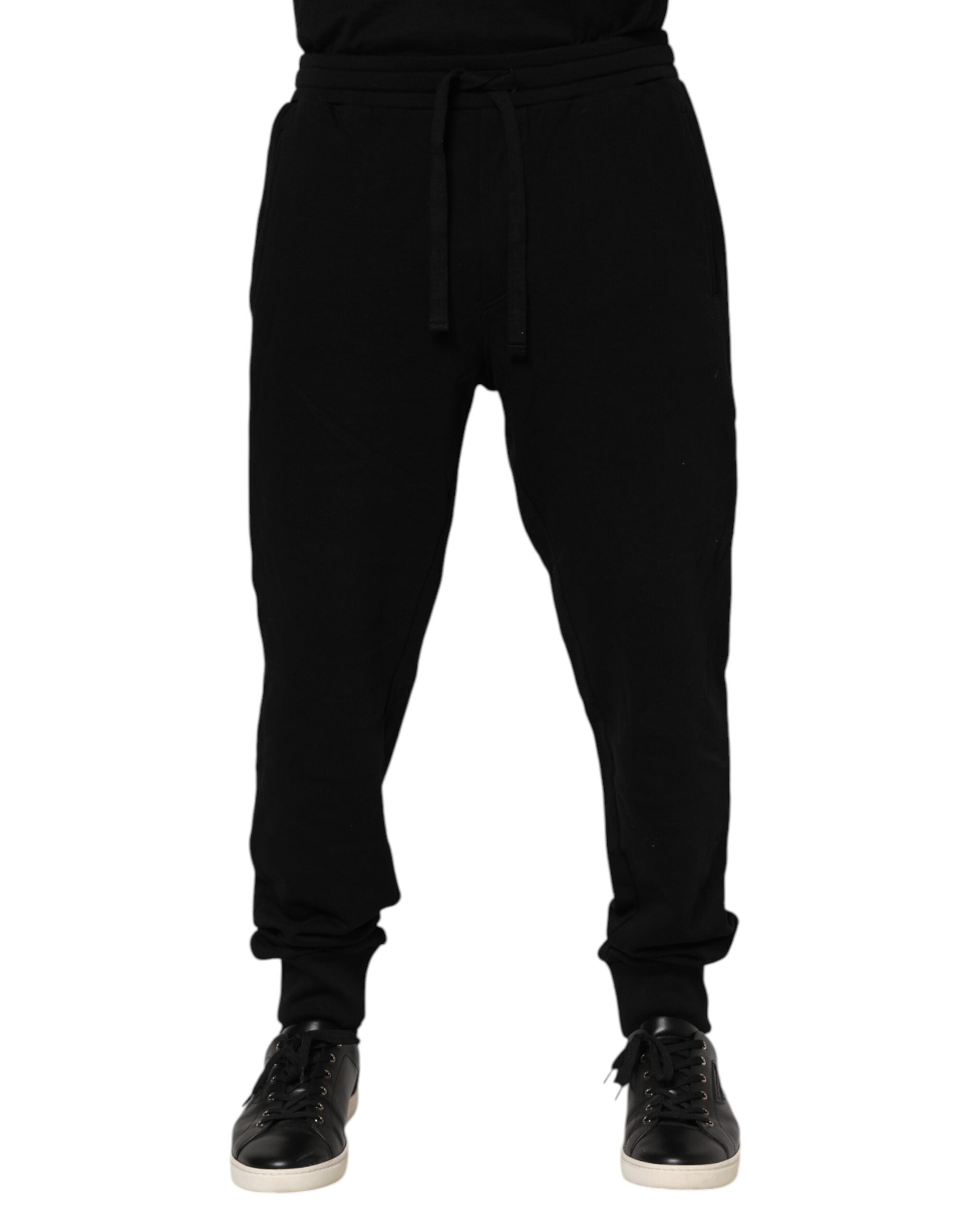 Dolce & Gabbana Black Cotton Crown Jogger Sweatpants Pants
