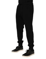 Dolce & Gabbana Black Cotton Crown Jogger Sweatpants Pants