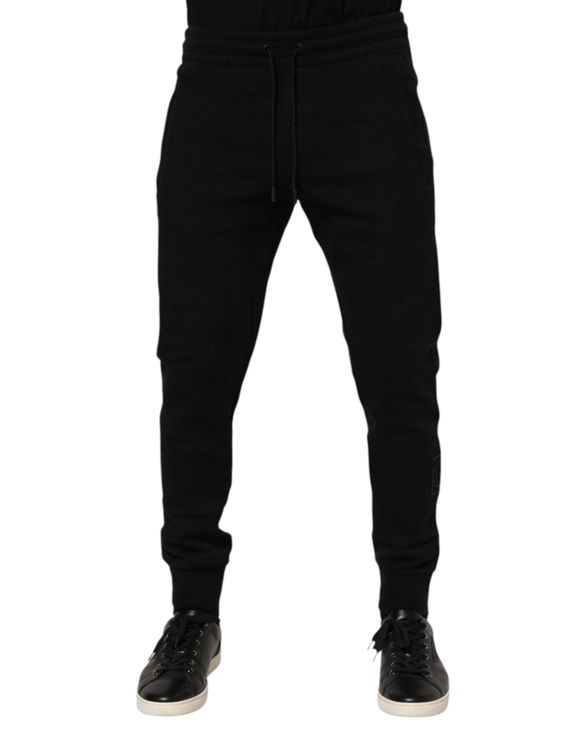 Dolce & Gabbana Black Cotton Men Jogger Sweatpants Pants