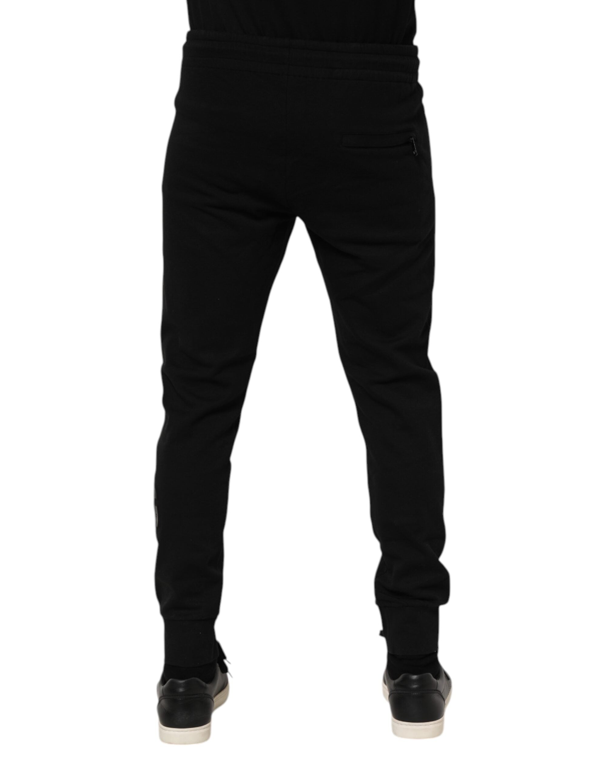 Dolce & Gabbana Black Cotton Men Jogger Sweatpants Pants