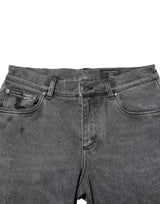 Dolce & Gabbana Gray Cotton Logo Plaque Denim Jeans