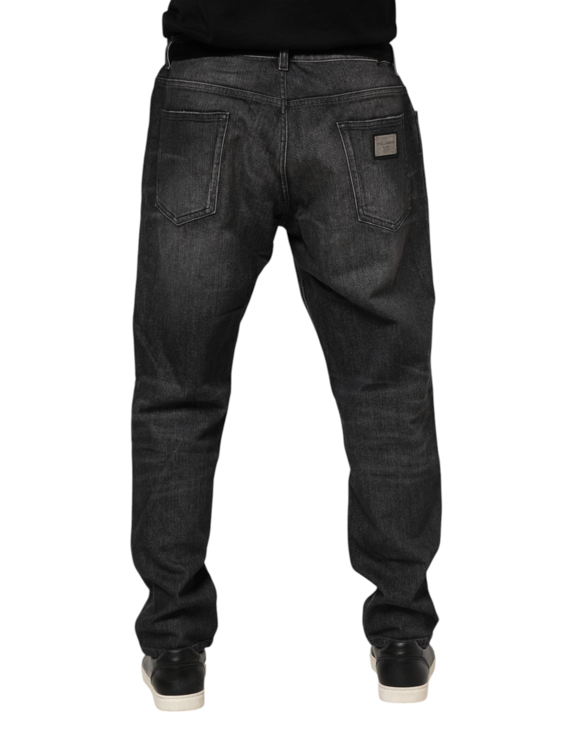 Dolce & Gabbana Gray Washed Cotton Loose Denim Jeans