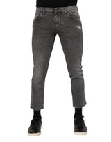 Dolce & Gabbana Gray Cotton Logo Plaque Men Denim Jeans