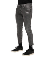 Dolce & Gabbana Gray Cotton Logo Plaque Men Denim Jeans