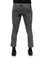 Dolce & Gabbana Gray Cotton Logo Plaque Men Denim Jeans
