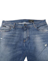Dolce & Gabbana Blue Washed Cotton Logo Plaque Denim Jeans
