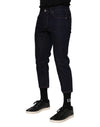 Dolce & Gabbana Dark Blue Cotton Logo Slim Fit Men Denim Jeans